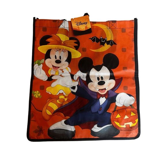 Disney Halloween Tote Bag Orange Black 15" x 13 1/2" - Picture 2 of 5